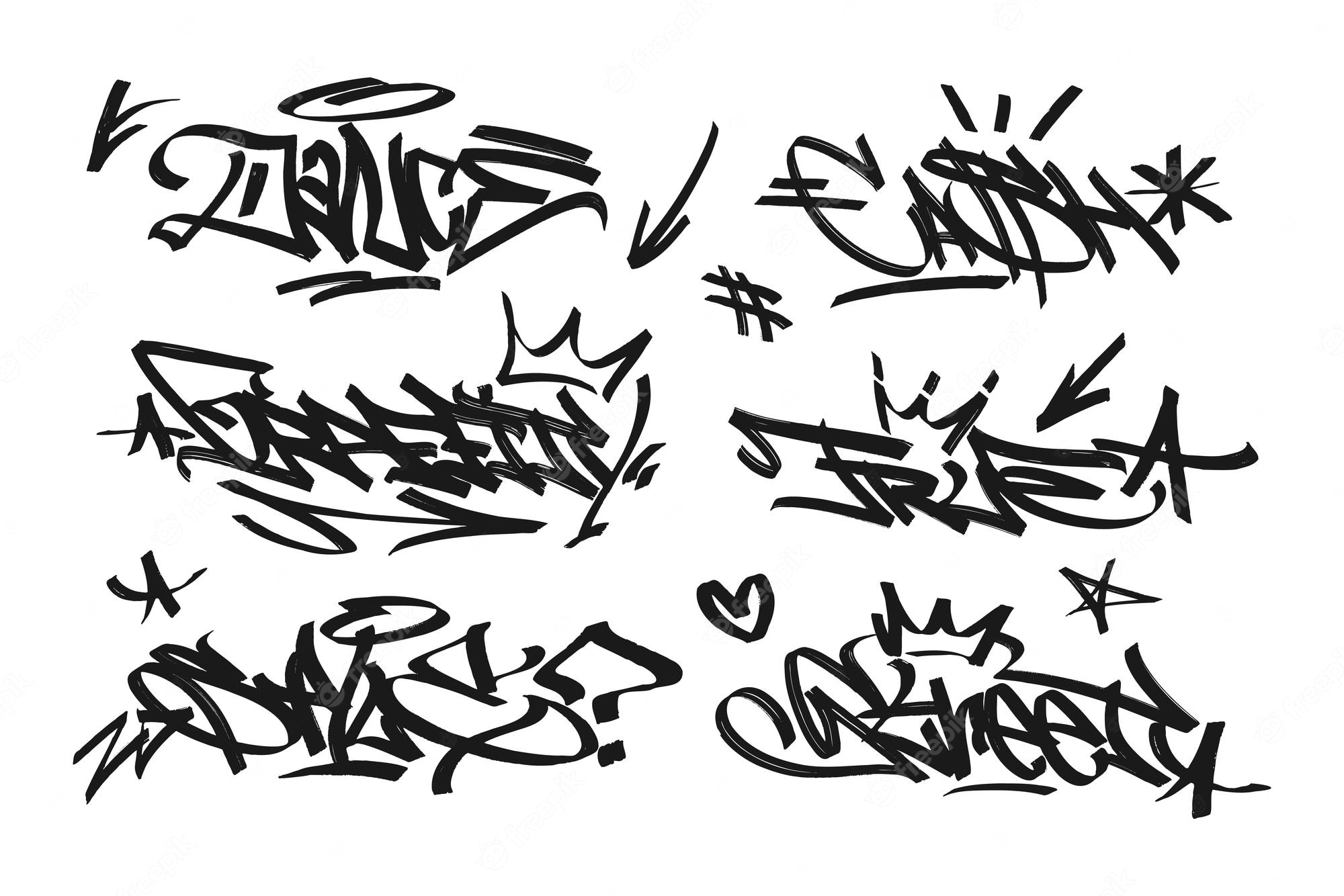 Graffiti con letras etiquetas de letras brillantes en el estilo de graffiti  street art | Vector Premium